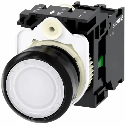 [3SU1102-0AB60-1BA0] SIEMENS/EP pulsador luminoso, 22 mm, redondo, plástico, blanc (New)