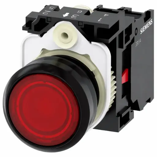 [3SU1103-0AB20-1CA0] SIEMENS/EP pulsador luminoso, 22 mm, redondo, plástico, rojo, (New)