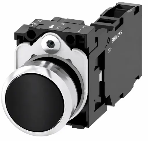 [3SU1150-0AB10-1FA0] SIEMENS/EP pulsador, 22 mm, redondo, metal, brillante, negro, (New)