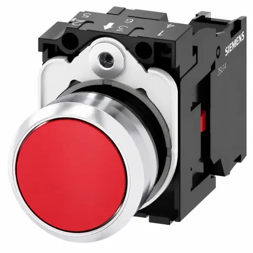 [3SU1150-0AB20-1CA0] SIEMENS/EP pulsador, 22 mm, redondo, metal, brillante, rojo,  (New)